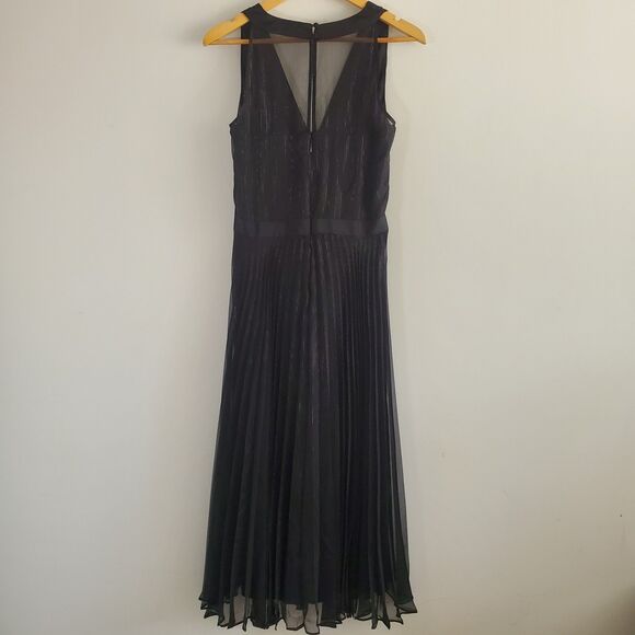 **NOT FOR SALE** Market Dress 10 Black Pleated Midi Lurex Sheer Coquette Fairy - Picture 9 of 15